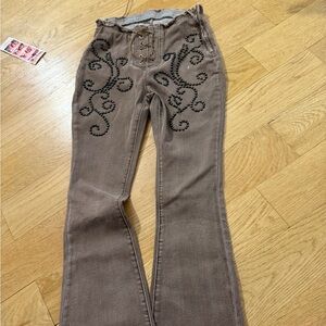 Embroidered Brown Jeans